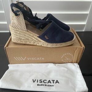 VISCATA Barcelona Navy Espadrille Wedges